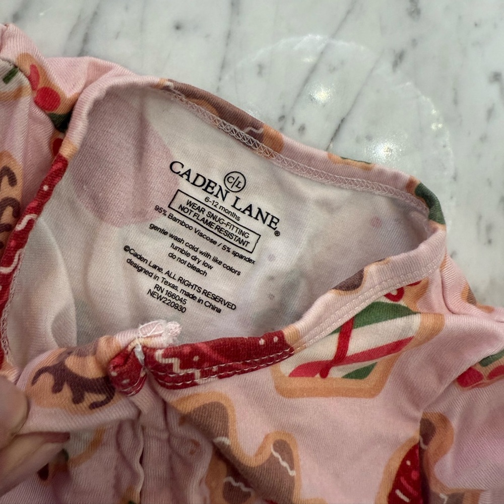 NWOT Caden Lane Pink Girl Christmas Holiday Onesie Bamboo Size 6-12 months - Picture 4 of 5
